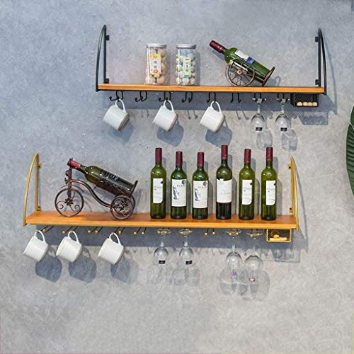 Porte-bouteilles mural avec planche de bois pour salon convivial - 6