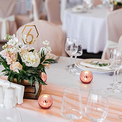 Volens Round Rose Gold Votive Candle Holders, Mercury Glass Tealight Candle Holder Set Of 12 #TOP1