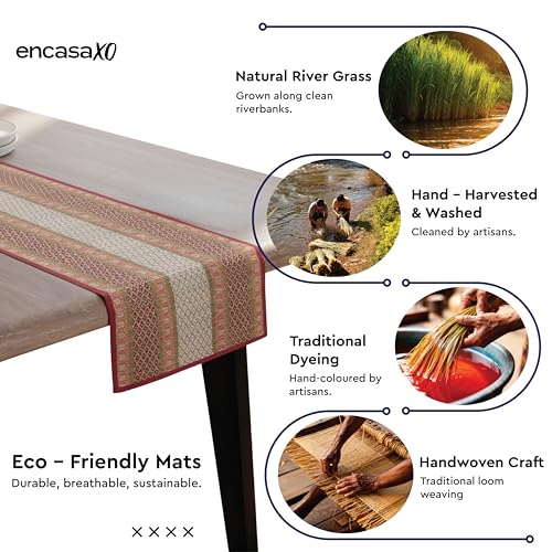 Image of Encasa XO Dining Table Runner 4 Seater, Handcrafted Madurkathi River Grass