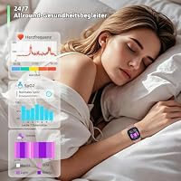 Smartwatch Damen mit Telefonfunktion, 1.85 Zoll HD Voll-Touchscreen Smartwatch, 120+ Sportmodi, IP68 Wasserdicht Fitness Tracker mit Herzfrequenz, Schlafmonitor für iOS Android(2 Armbändern)-Gold – Ansicht 2