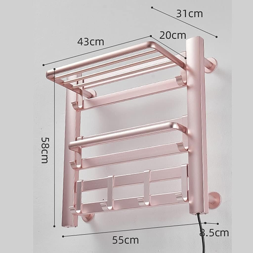 Towel Rack Smart Clothes Drying Rack Aluminum Frame Home Bathroom Space Saving 9-Bar Electric Heated Bath Towel Warmer Rack,Wallmountable, Plug in, 130W Easy Install