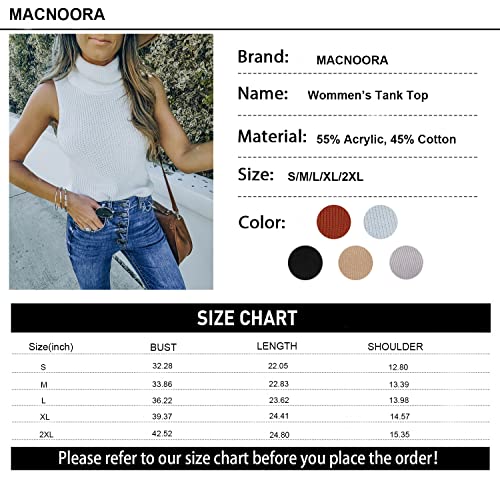 Macnoora Womens Sleeveless Sweater Vest Turtleneck Ribbed Knit Tank Tops Basic Slim Fit Top Khaki #TOP5