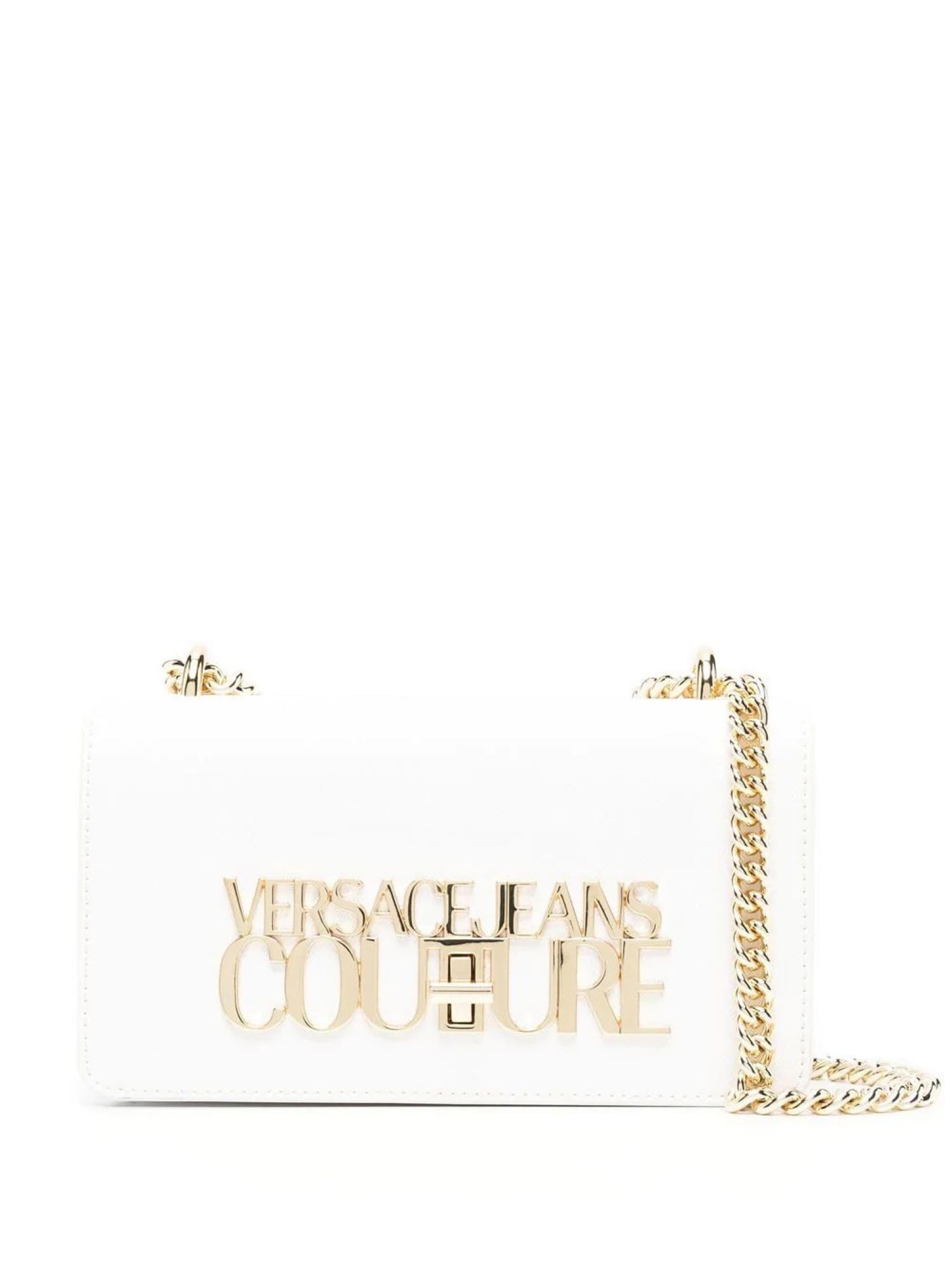 Versace Jeans COUTURE WHITE MINIBAG WITH GOLD MAXI LOGO AND ADJUSTABLE CHAIN ​​SHOULDER STRAP 74VA4BL1ZS467