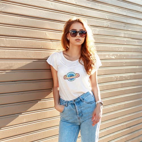 Infunly MINI-IN0003-60 4Pcs Solar System Patches Iron On Sequin Planet Embroidery Patch Rainbow Ufo Patch Space Sew On Patch Spacecraft Patch Celestial Applique thumb #5