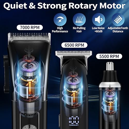 Roziapro Hair Clippers for Men Precise Close Cutting Beard Trimmer Rechargeable Barber Clippers Electric Nose Hair Trimmer Professional Hair Clippers Kit (Black)