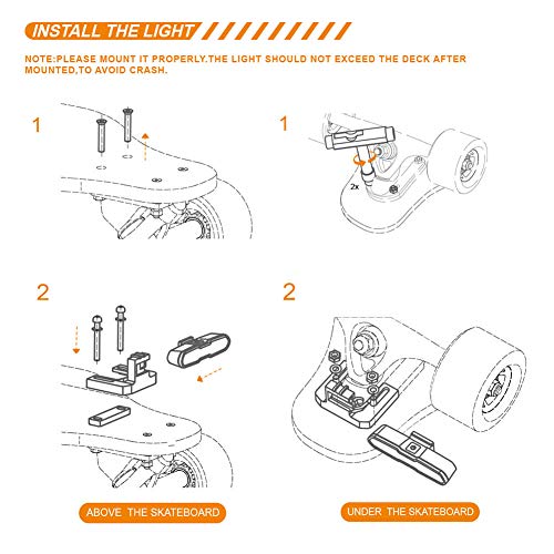 IWONDER V2.0 Skateboard Lights Waterproof Brightness USB Rechargeable Safety Longboard Light Accessories Led Lights for Electric Skateboard Longboard - Thumbnail 6