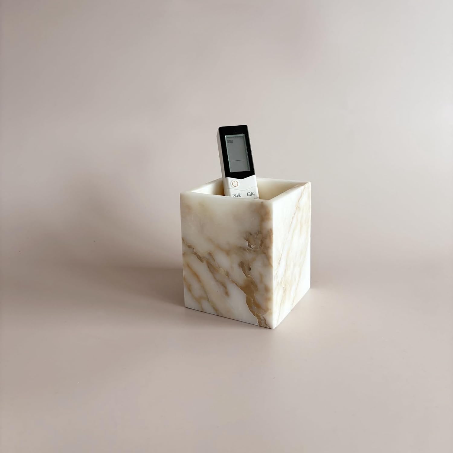 Natural Marble Stone Square Storage Container Empty Vessel Holder Cup for Candle/Pens/Sundries items (Gold)