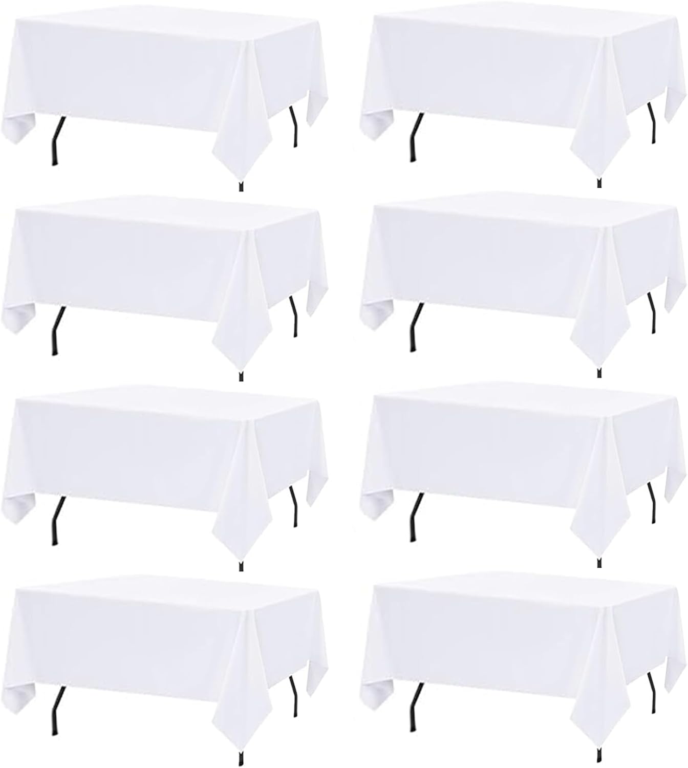 6 Pack White Table Cloth Rectangle Table Cloths for 8 Foot Rectangle Tables 60 X 126 Inch Washable Polyester Tablecloth for Weddings, Parties, Banquet, and Daily Use