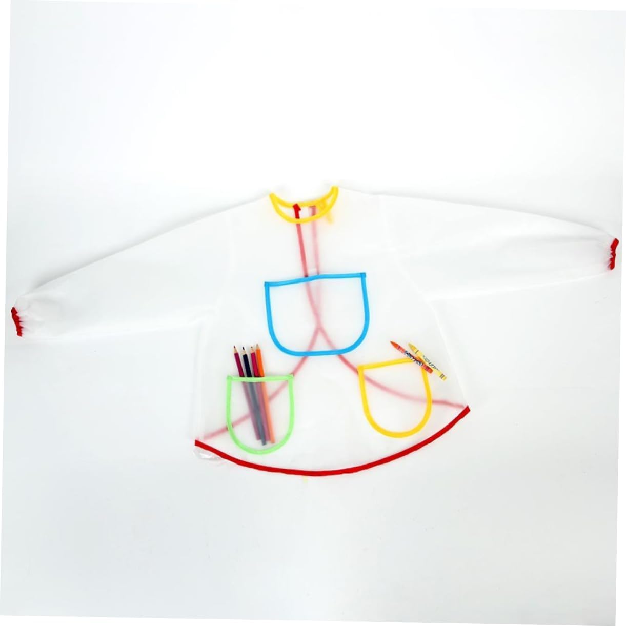 VANZACK Boys and Girls Art Apron Pvc Material Painting Smock Long Sleeve Easy to Wear Hook Loop Seal
