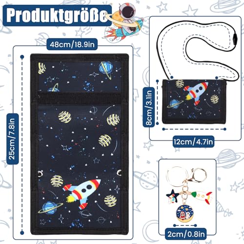 GADITIEK Brustbeutel Kinder, Portmonee Kinder Jungen Geldbeutel mit Schlüsselanhänger Fußball Geschenke, Brustbeutel Jungen für Geburtstagsgeschenk (Rakete)
