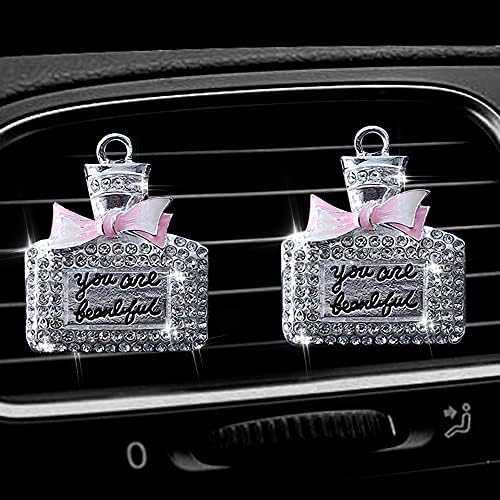 2 Pack Car Air Vent Clip Charms, Crystal Car Diffuser Vent Clip, Rhinestone Oil Diffuser Vent Clip, Car Fresheners for Women, Bling Car Accessories for Women  Stylish & Practical (Handbag & Highheel)