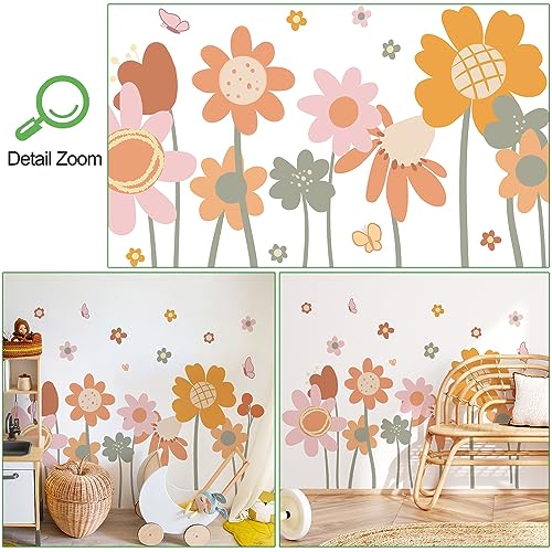 Vinilos decorativos florales boho 2 hojas removibles miniatura 3