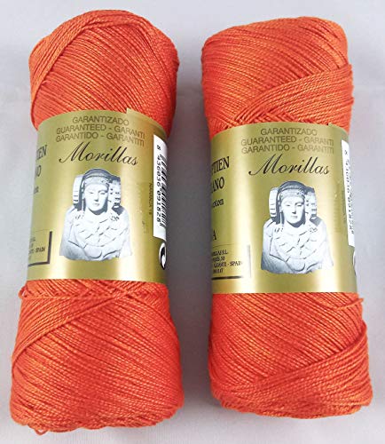 PACK 2 ZEPELINES Algodón perlé 100% egipcio mercerizado para DIY y tejer a mano labores de ganchillo o punto con un acabado elegante. (2 X 70gr) (8, NARANJA 19)