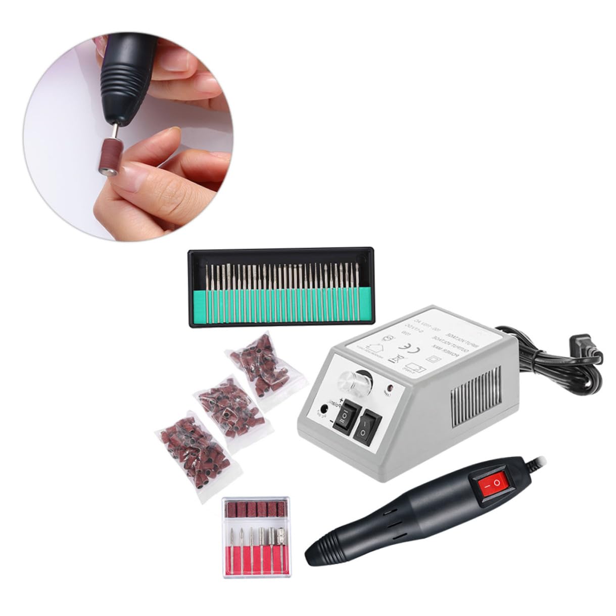 Macchina per Unghie Elettrica Set 20000rpm Plastico Metallo