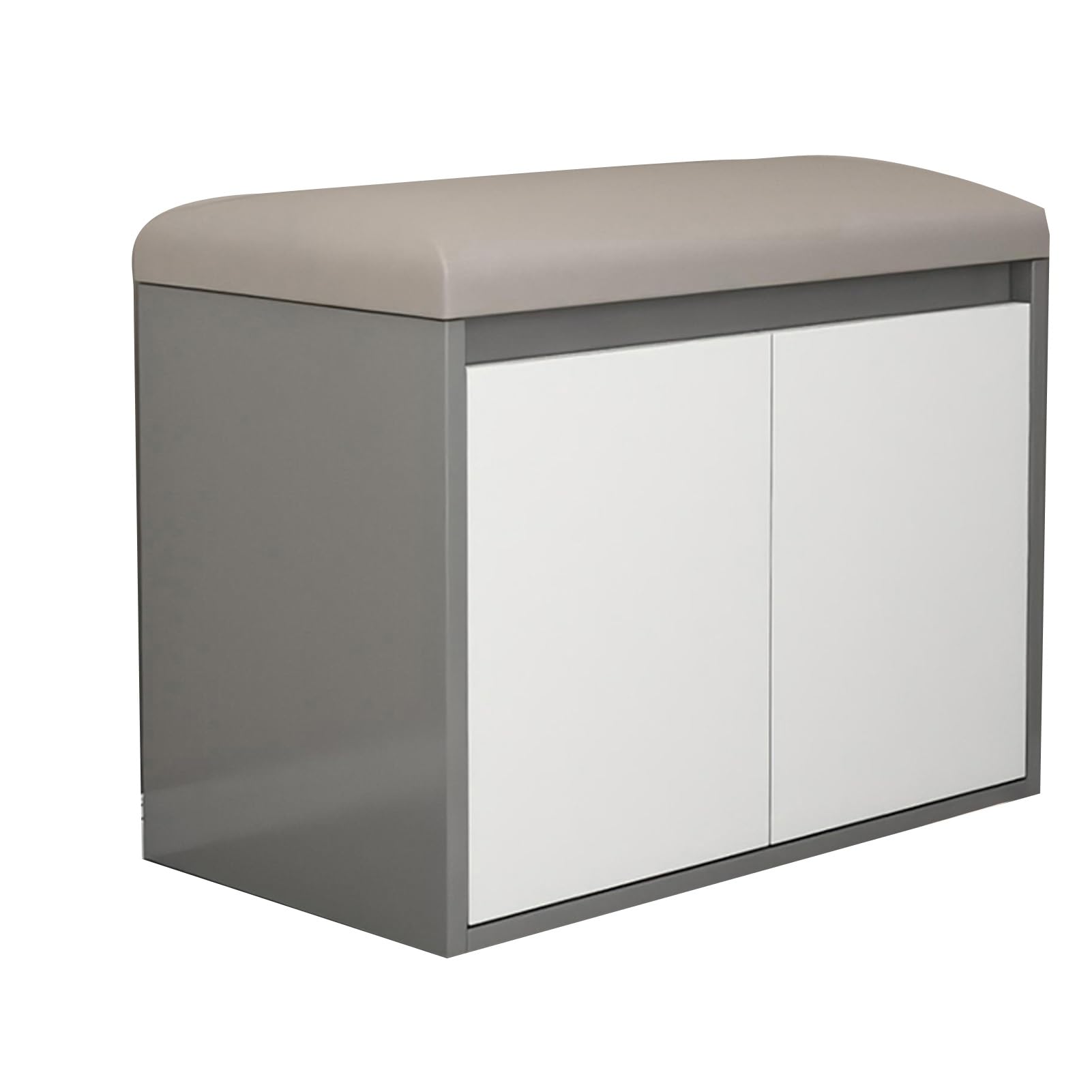 Meuble à chaussures élégant avec banc rembourré gris pour une entrée ordonnée