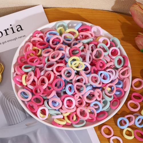 Image of 300Pcs Multicolor Rubber Bands for Women & Girls | Hair Rubber Band Set | Ponytail Bands | Small Rubber Ties for Hair | Soft Hair Ties | Elastic Bands and Clips Accessories Use in Everyday Life