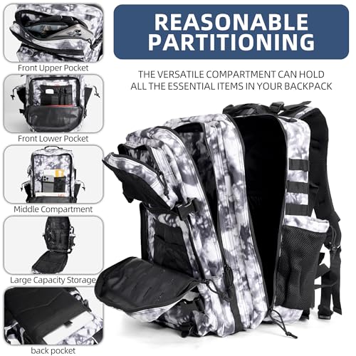 Image of gracedon Tactical Backpack - Military Molle Bag 3 Days Pack for men and Women Large Assault Rucksack 45L (Black)