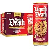 Liquid Death Sparkling Energy - Murder Mystery (Cherry Vanilla and Spice Flavor), Sugar-Free Energy Drink, Unextreme Caffeine 100mg, Essential Vitamins, 12 Fl Oz (Pack of 12)