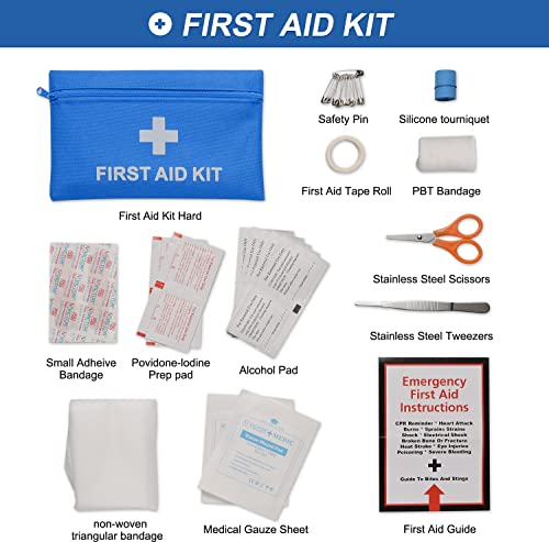 Thinkwork Car Emergency Kit For Teen Boy And Men's Gifts, Blue Emergency Roadside Assistance Kit With 10Ft Jumper, First Aid Kit, Safety Hammer, Tow Rope, And More Ideal Blue Car Accessories Tool #TOP3