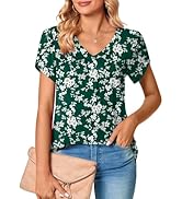 Bestbee Women's Plus Size Short Sleeve Blouses Summer Casual Loose Fit Tops V Neck Tunics