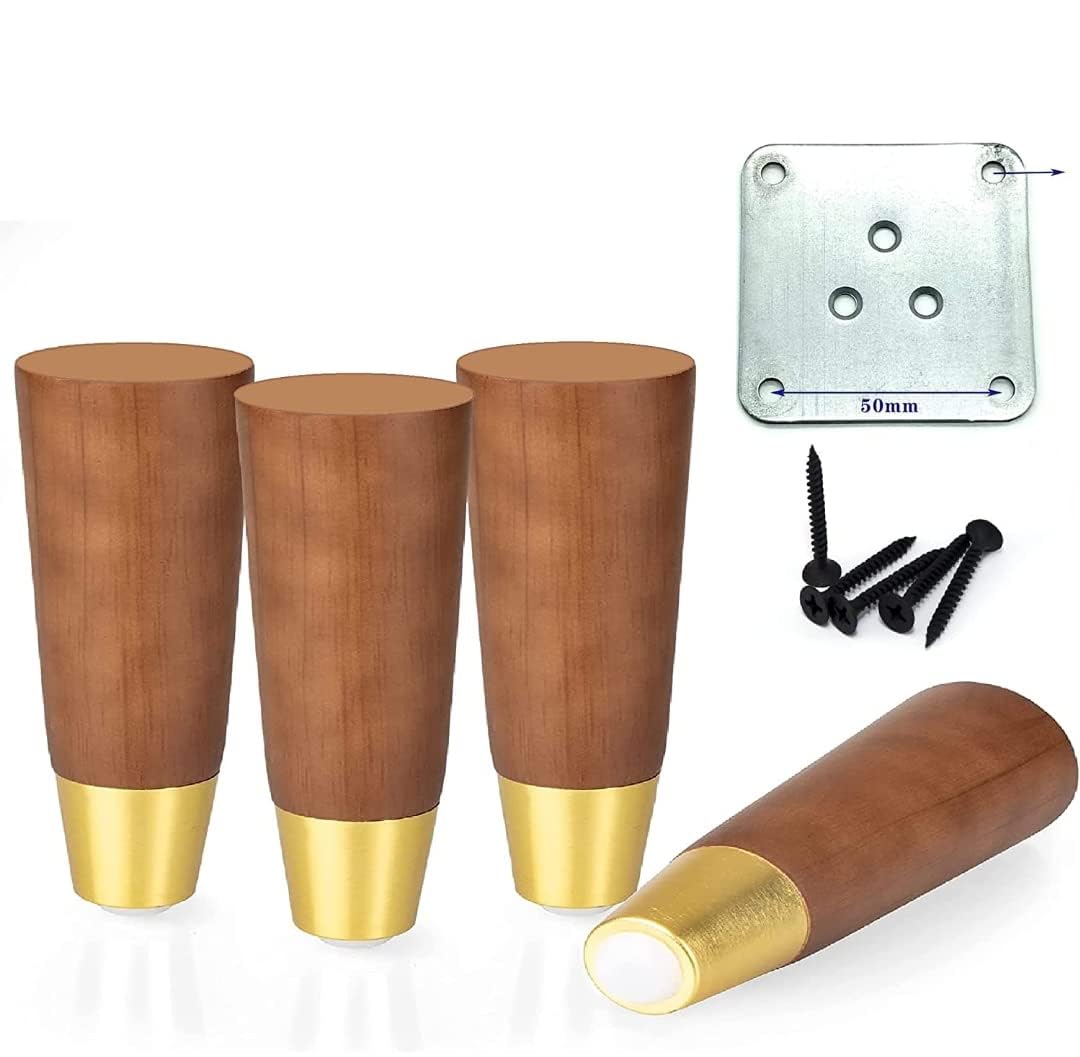 ZOHRA Hardware Sofa Hardware Couch Leg 6 Inch with 16 Set Screw 4 Plate (Can be Cut) Wooden Sofa Furniture Golden Glossy Pack of 4 (Brown Finish) (B0CV7RXX2P) Amazon Price History, Amazon Price Tracker