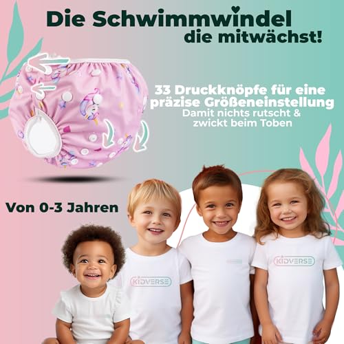 KIDVERSE Schwimmwindel Baby 0-3 Jahre - Set Schwimmwindeln wiederverwendbar – Ansicht 6