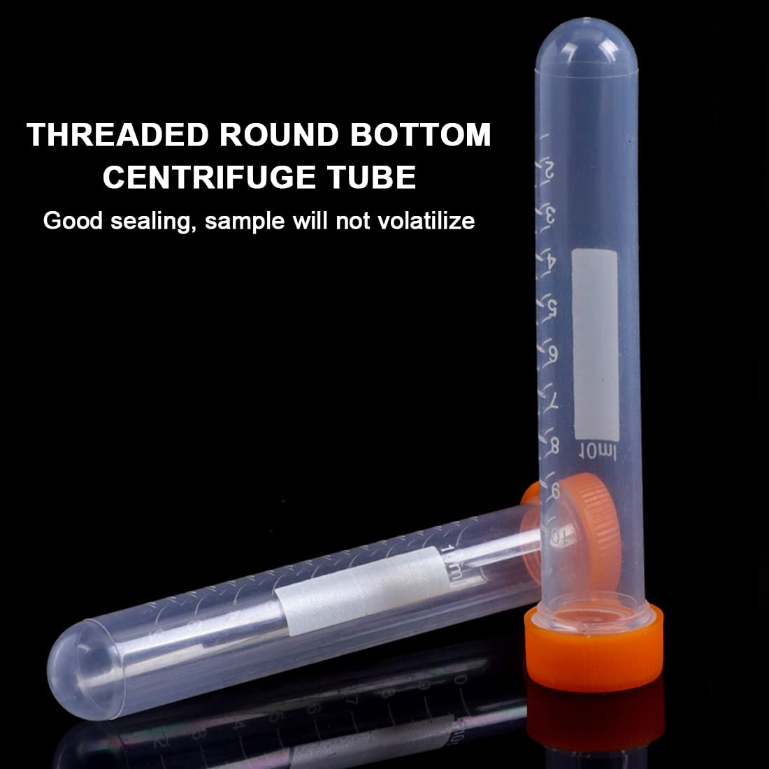 HUAZIZ Laboratoriumbenodigdheden 20 stuks 10 ml centrifugebuisjes ronde bodem centrifugebuisjes met bevestigd deksel helder wit blauw