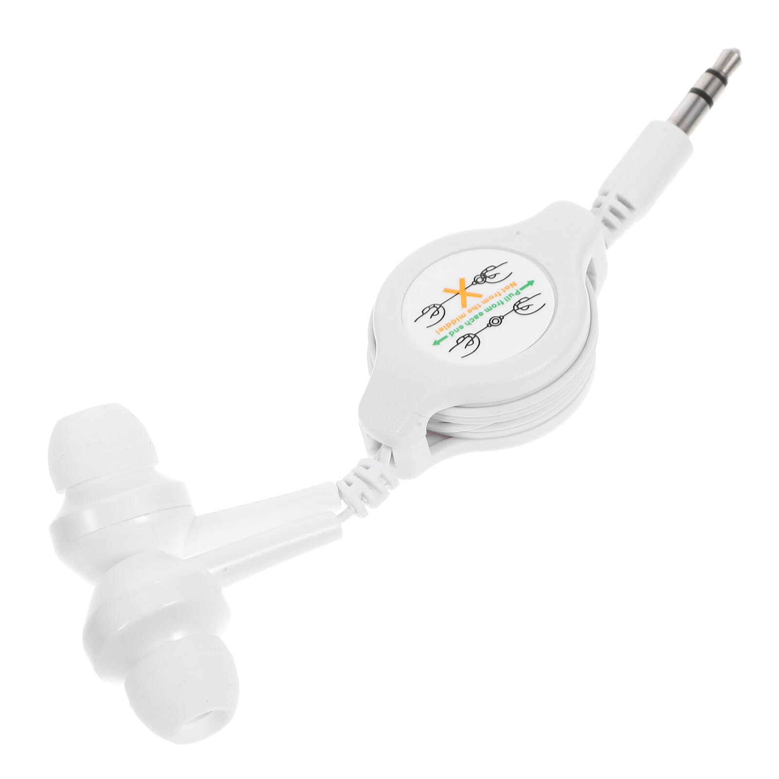 DECHOUS Retractable in-Ear Earphones Wired Earbuds with Double Pull Telescopic Design for Smartphones and CD Players White