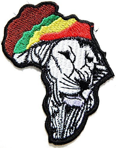African Map The Lion of Judah Rasta Rastafari Jamaica Reggae Logo Jacket T shirt Patch Sew Iron on Embroidered Badge Sign Costume