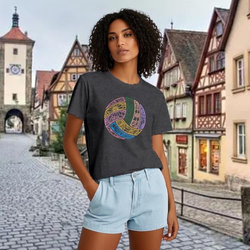 TUPOSU Volleyball Shirts for Women Volleyball Mom T-Shirt Ball Game Day Tees Grey by TUPOSU - Used condition - Image 3