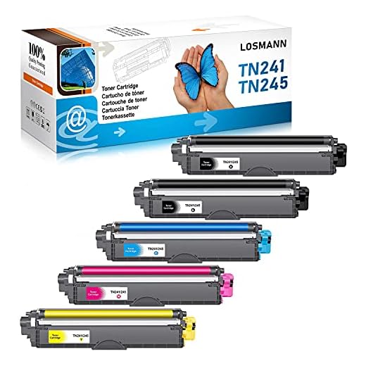 LOSMANN 5 x toner kompatibel Brother TN-241 TN-245 för Brother HL-3140CW HL-3142CW HL-3150CDN HL-3150CDW HL-3152CDW HL-3170CDW HL-3172CDW DCP-9015CDW DCP-9020CDW DCP-90CDW DCP-90CDW DCP-90CDW DCP-90CDW 22CDW MFC-9130CW MFC-9140CDN