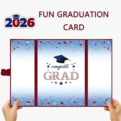 Image of Vlipoeasn 2026 Graduation Guest Book Alternative, Red Blue & White Class of 2026 Graduation Party Decorations, Unique Graduation Gifts for Friends, Grad Signature Book for 2026 College High School