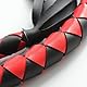 Boowhol Peitsche Leder Lange 140cm, Gerte Reitgerte geflochten S&M Bondage Flogger mit Hängenden Ring Cosplay Sex-Spielzeug Zubehör für BDSM (Schwarz Rot)