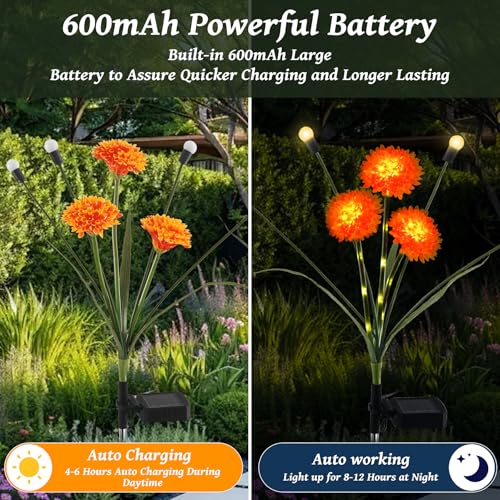 4 Pack Waterproof Solar Garden Lights with Flowers and Firefly Decor by ZENFLORAL'S - Used condition - Image 5
