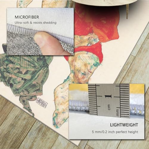 Tapis Egon Schiele pour sécuriser un sol glissant avec un grand design artistique de salon