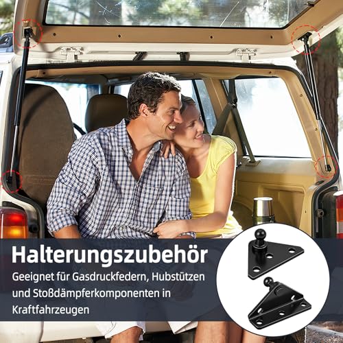 CEOTIS 10MM Kugelbolzen Montagehalterung Breit für Gasdruckfeder Gasdruckdämpfer Gasfeder Federstütze, 4Stück Breit Montagesatz für Gasfeder, Stützen, Federbein, L Typ und flache Halterungen Schwarz