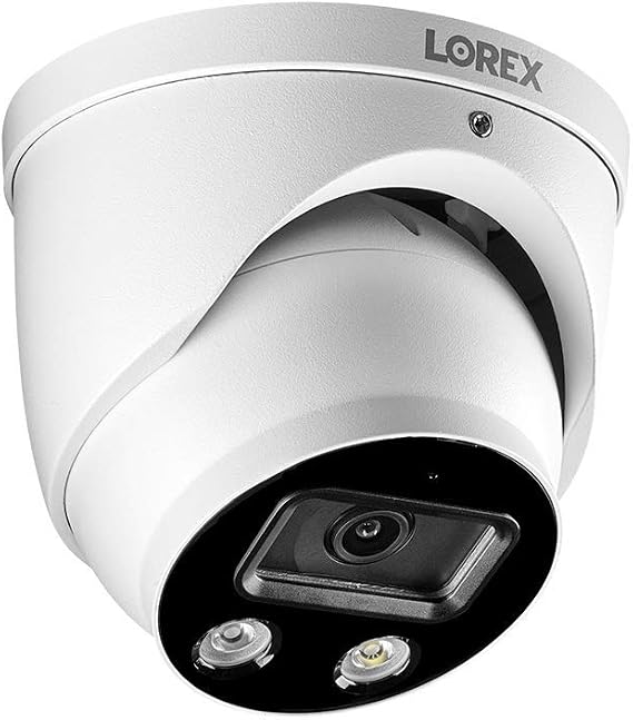 Lorex 4K Security Camera System Ultra HD IP Indoor/Outdoor Wired POE Metal Dome Camera with Smart Motion Detection Active Suppression Video Surveillance 2TB 8 Channel NVR 4 Camera