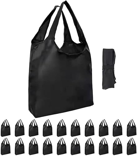 20 Pack Large Kitchen Reusable Shopping Bags with Handles Bulk Aricsen Foldable Grocery Bags Heavy Duty Machine Washable for Pocket Lightweight