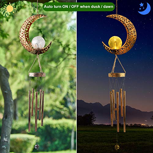 Moon Wind Chime Moon Birthday Gift For Women Solar Garden Light Energy-Saving Moon Wind Chimes Outdoor Garden Wind Chimes Solar Moon Mothers Gift Mom Gifts Women Birthday Gift,Music Wind Chimes #TOP4