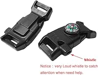 Vista 4 de CooBigo 5/8" Compass Whistle Buckle Plastic Paracord Bracelet Outdoor Camping Emergency Survival Travel Kits