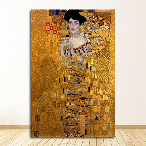 Gustav Klimt Kiss peintures 60x100 cm, portrait d'Adele Bloch impression sur toile murale