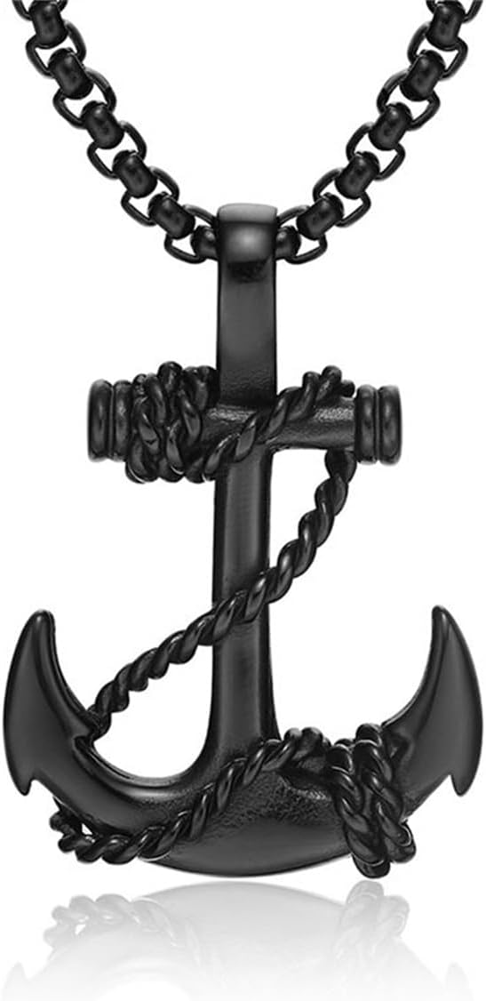 Anchor Necklace for Men,Vintage Pirate Necklace,Gothic Stainless Steel Pendant,Punk Anchor Chain Jewelry for Women