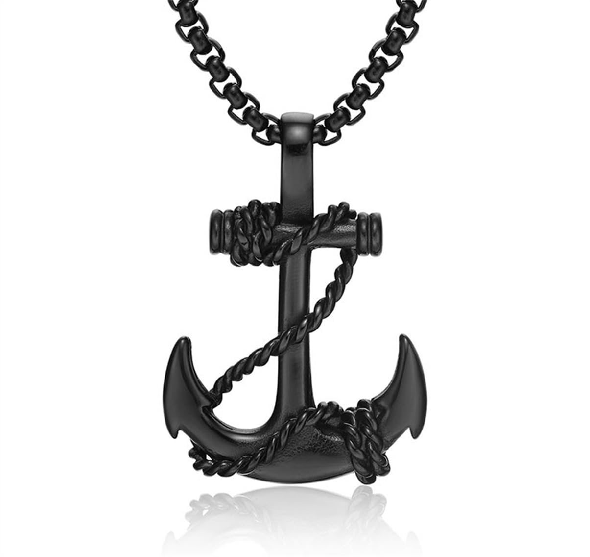 LXSSLY Anchor Necklace for Men,Vintage Pirate Necklace,Gothic Stainless Steel Pendant,Punk Anchor Chain Jewelry for Women
