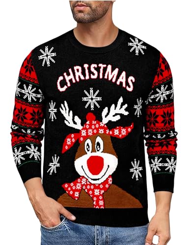 Uniexcosm Weihnachtspullover Herren Ugly Strickpulli Pullover Warm...