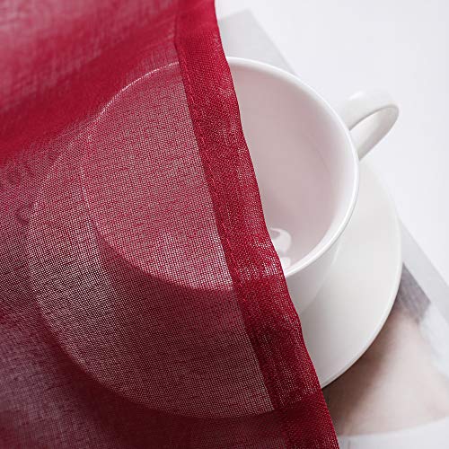 MIULEE 2 Panels Sheer Window Curtains Elegant Window Voile Panels/Drapes/Treatment for Bedroom Living Room 55" Wx110 L Rod Pocket Red - Image 3