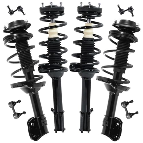 Image of Detroit Axle - 8pc Front Rear Struts Sway Bars for 2004-2005 Subaru Forester, 4 Struts with Coil Springs 4 Sway Bar End Links Replacement Suspension Kit