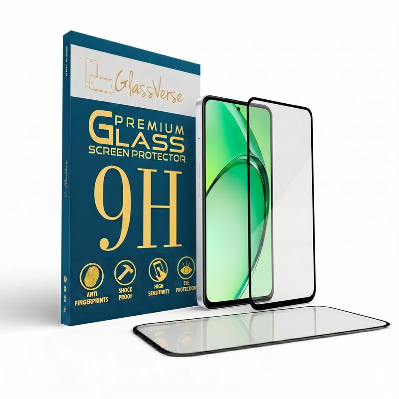 Image of GlassVerse 9H Tempered Glass For Oppo K12x (Pack Of 2) with Free Installation Kit Full screen Coverage - 6.67 inch