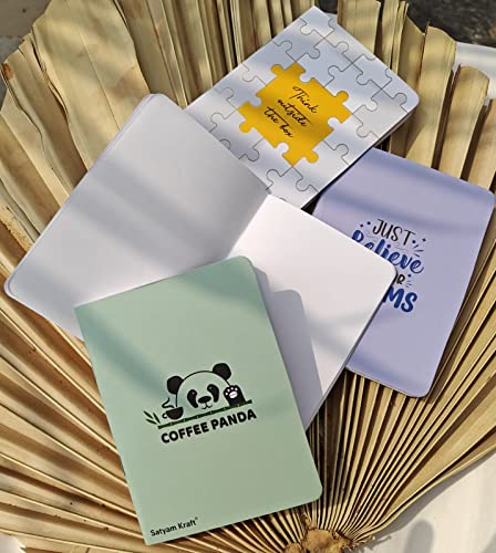 Image of SATYAM KRAFT 4 Pcs Notebook Diary for Gift Diary, Office Personal Daily Planner Notebook for Men & Women- Small and Thin Daily for Creative Writing /Drawing (Plain Pages, 20 Pages, Multi color)
