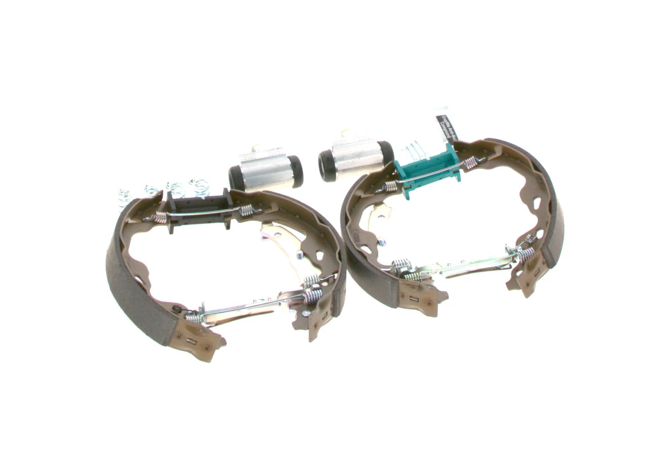 BOSCH Kit ganasce freno 0204114151 | Kit freno a tamburo posteriore - 1 set preassemblato, 2 cilindri freno a ruota, 4 ganasce freno