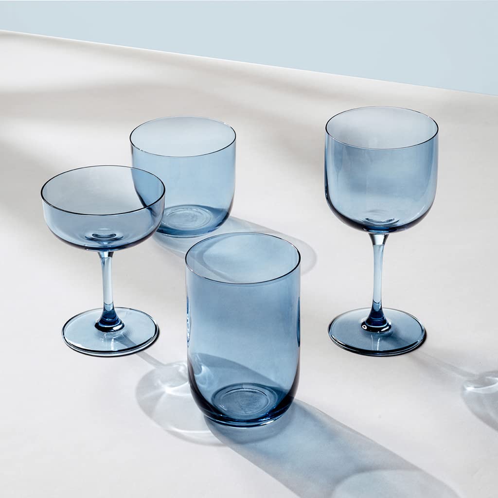 Villeroy & Boch like. by Like Ice Lot de 4 verres à vin et à champagne en cristal Bleu 350 ml et verres à eau 370 ml